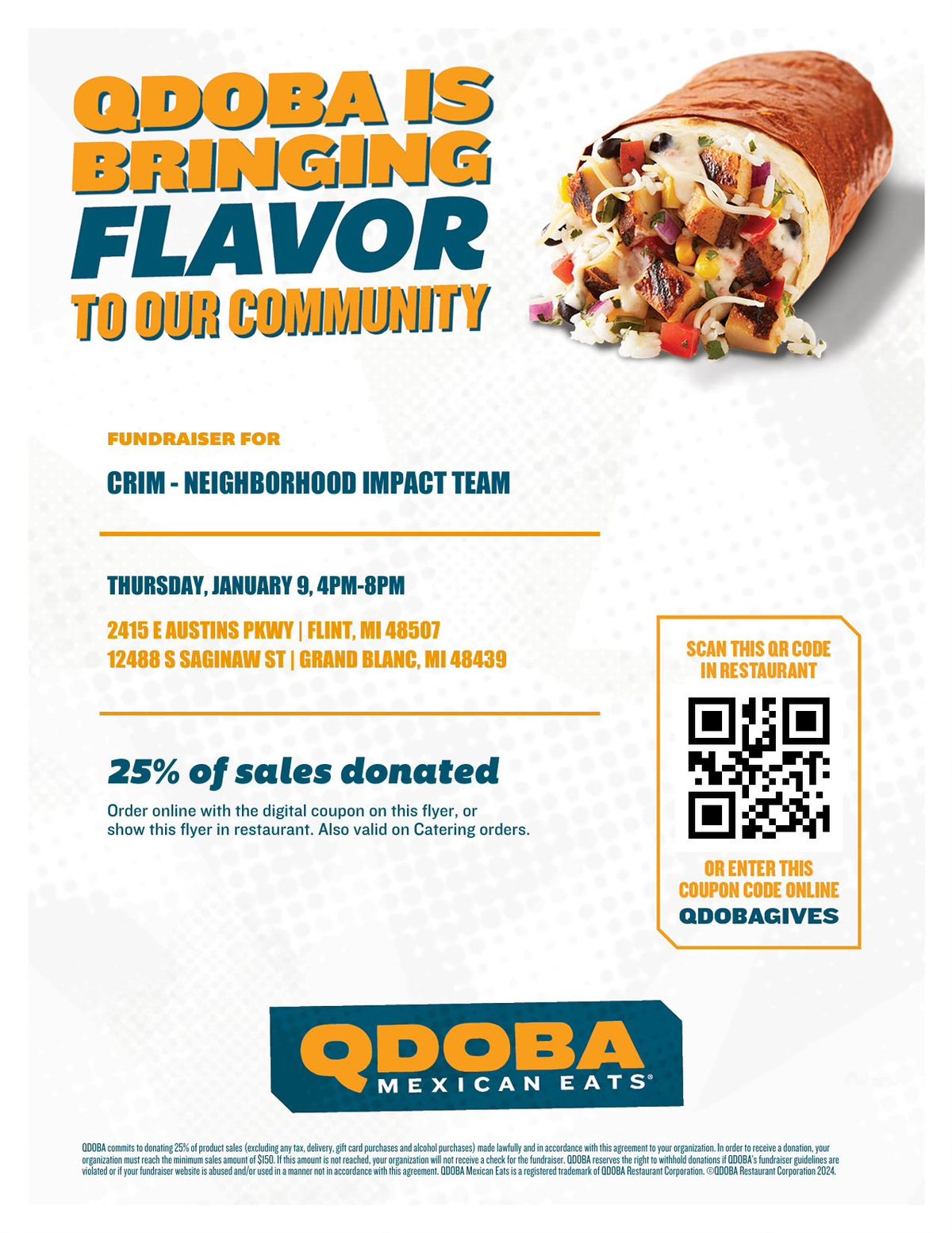 Crim Neighborhood Impact Team Qdoba Fundraiser