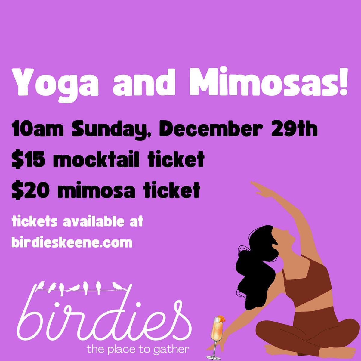 Yoga and Mimosas at Birdies!