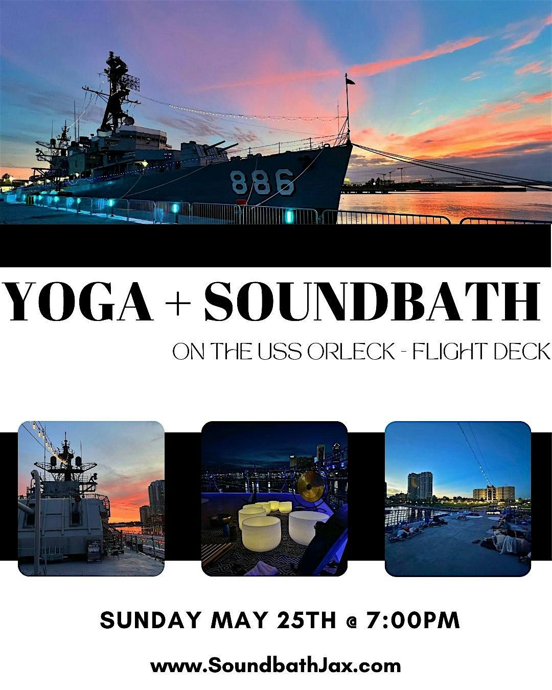Sunset Yoga + Soundbath on The USS Orleck Flight Deck