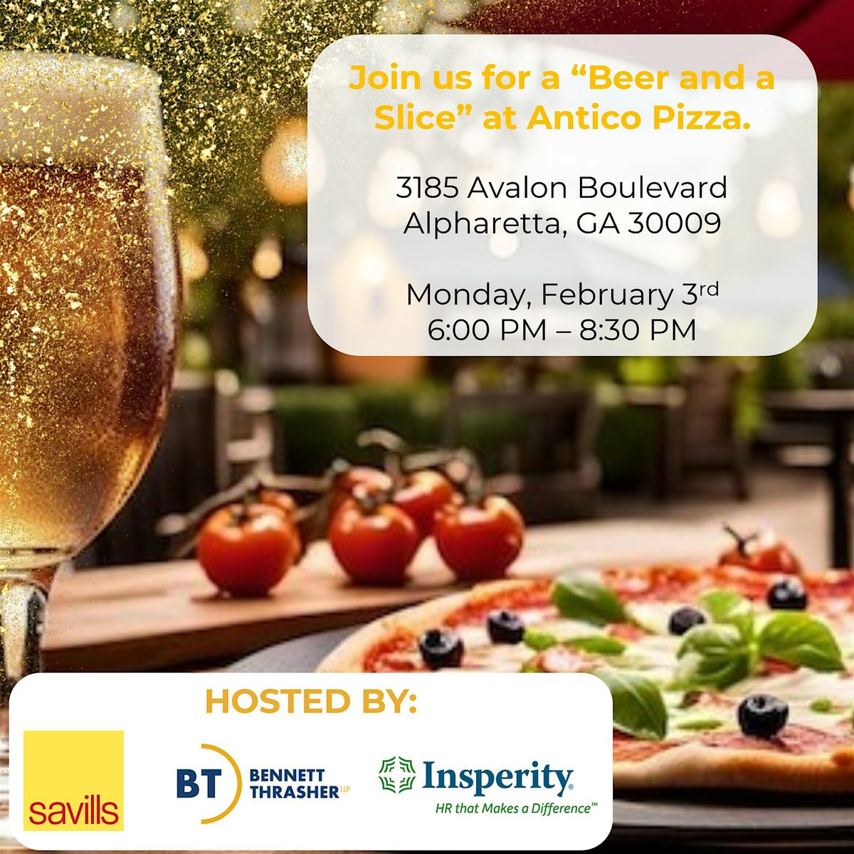 Bennett Thrasher's "Beer & Slice" Networking Event