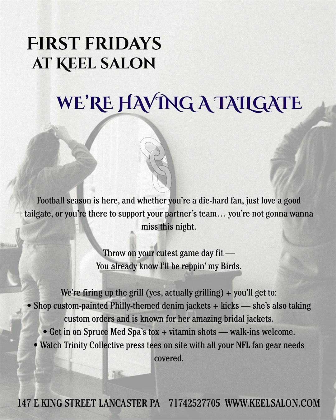 The city lights at Keel Salon