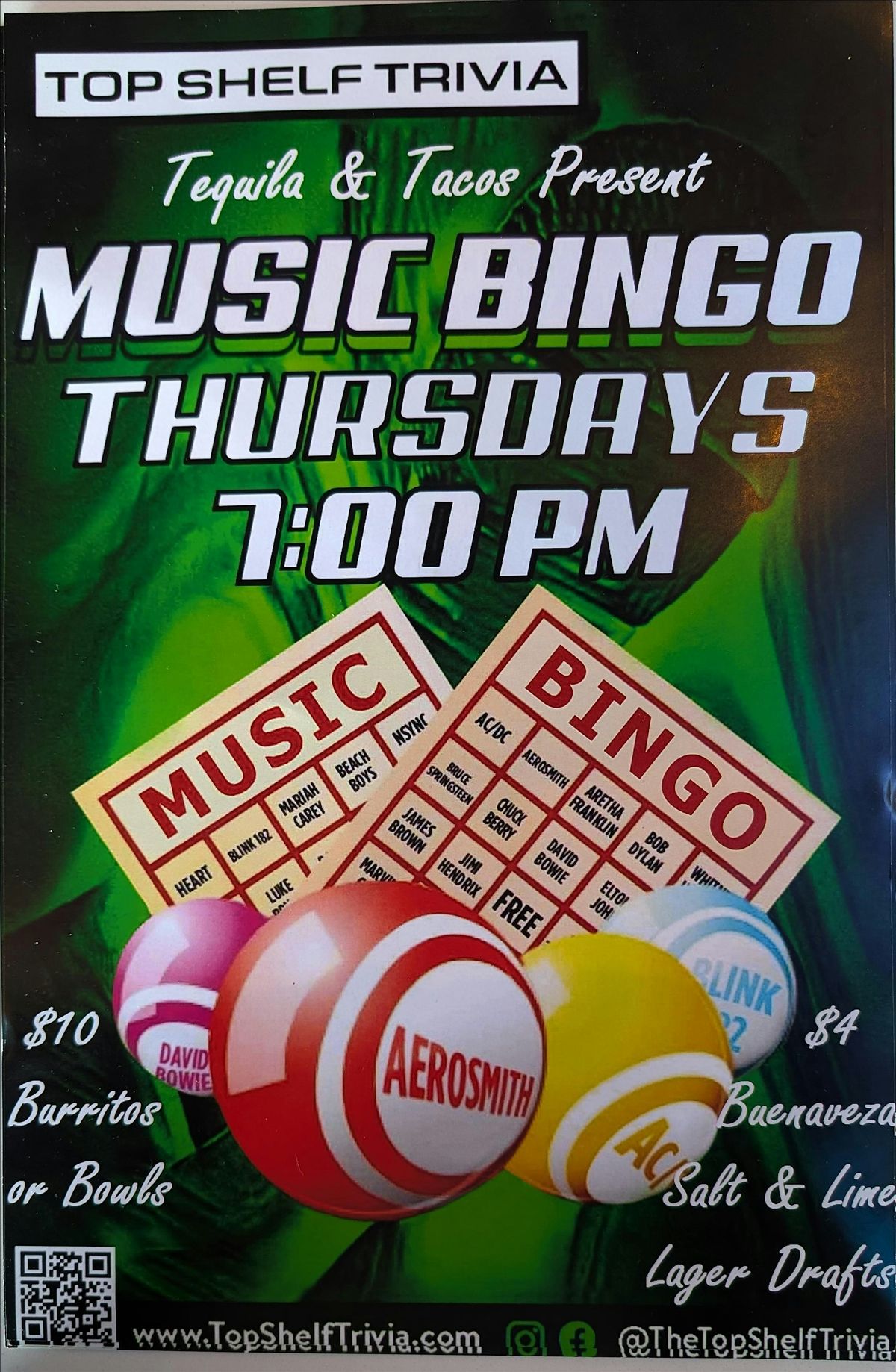 MUSIC BINGO THURSDAYS!