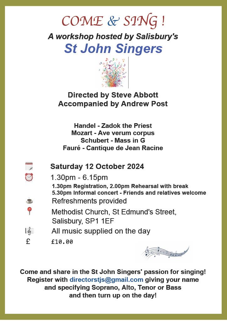 Come and Sing workshop with St John Singers