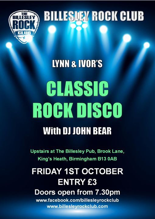 Lynn & Ivor's Classic Rock Disco with DJ John Bear \u00a33 entry