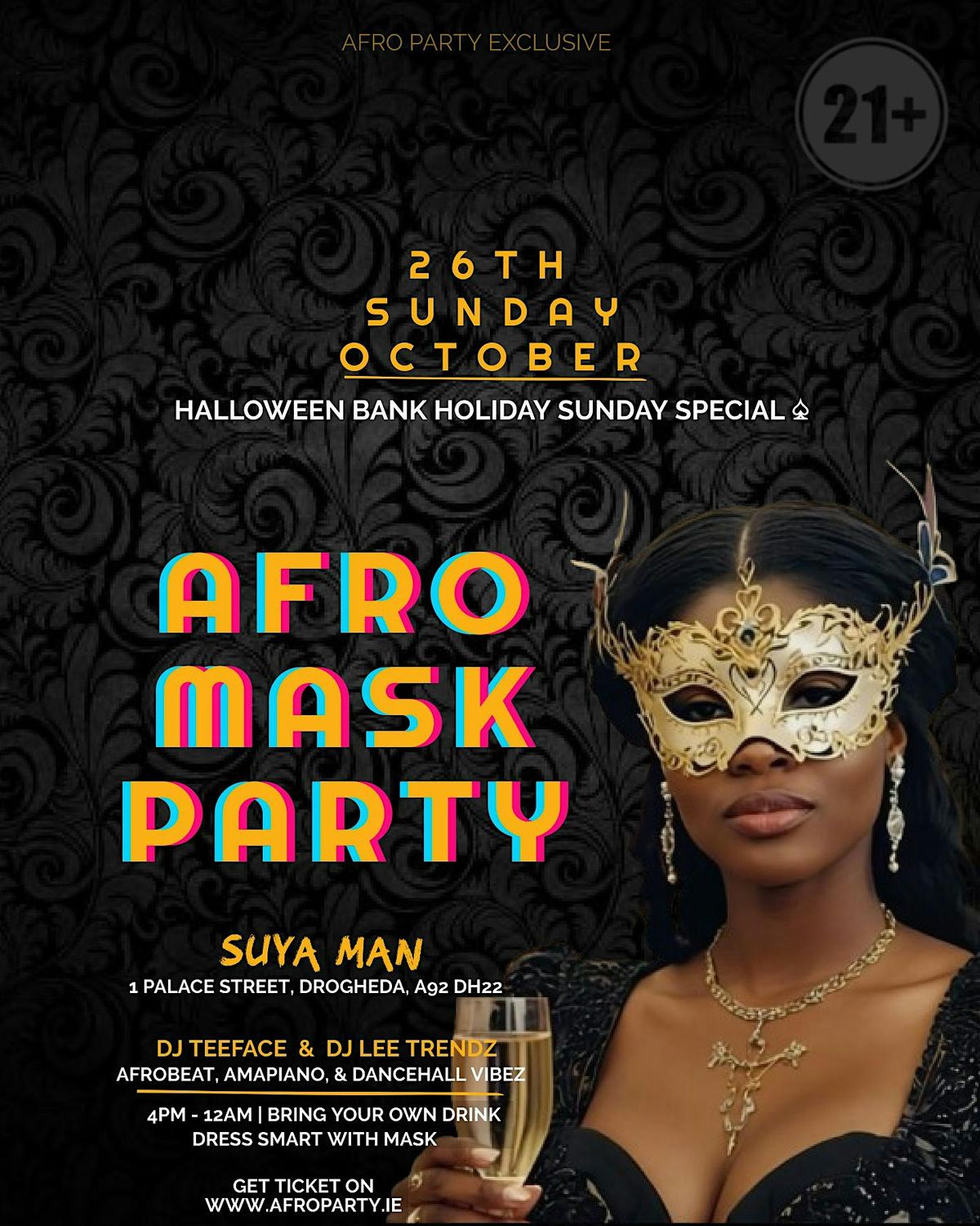 Afro Mask Party at Suya Man, Drogheda. Sunday, 26th OCT. 2025