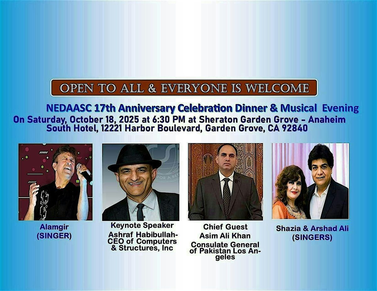 NEDAASC 17th Anniversary Celebration Dinner & Musical Evening