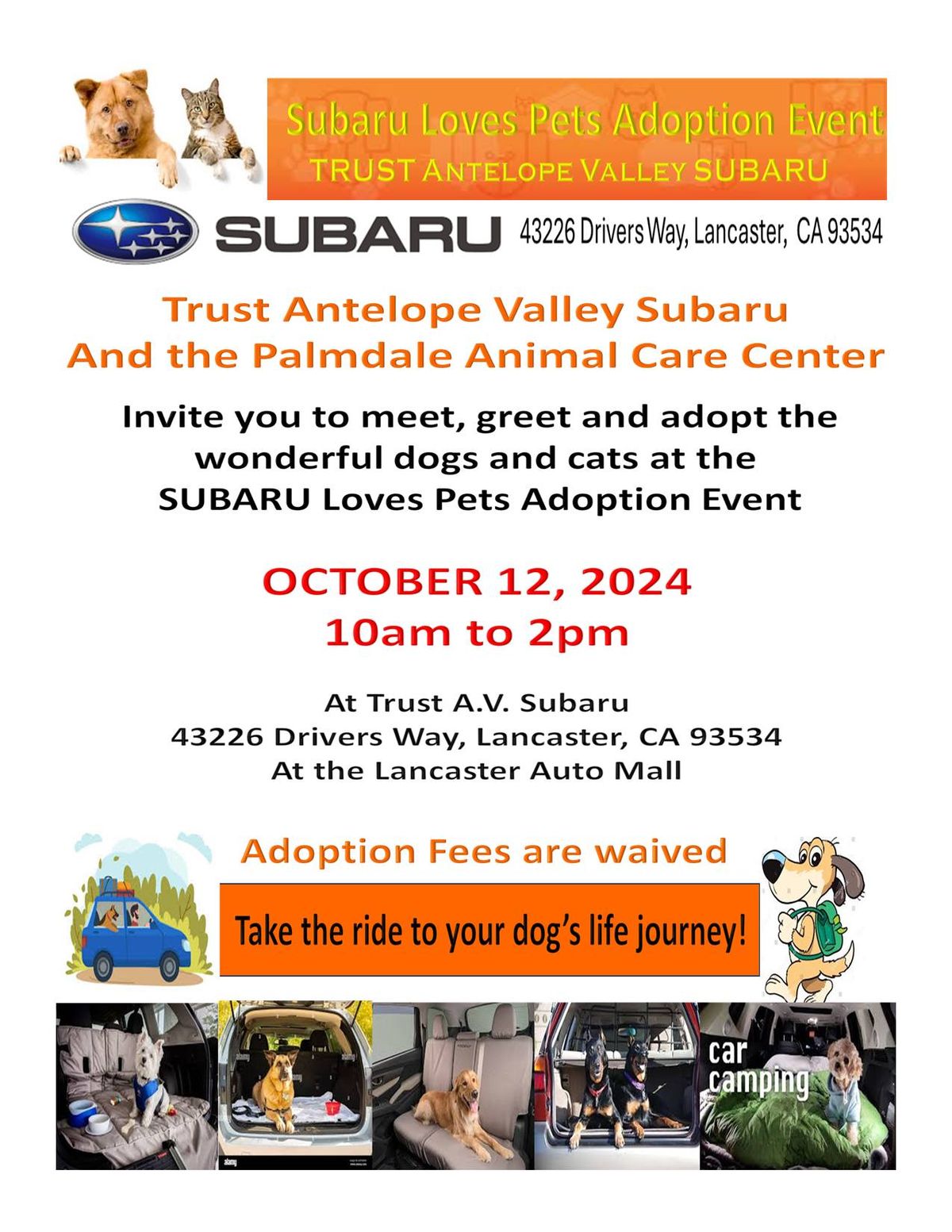 SUBARU LOVES PETS Pet Adoption Event