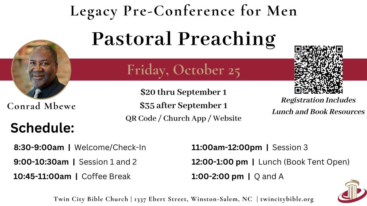 Legacy Pre-Conference for Men with Conrad Mbewe