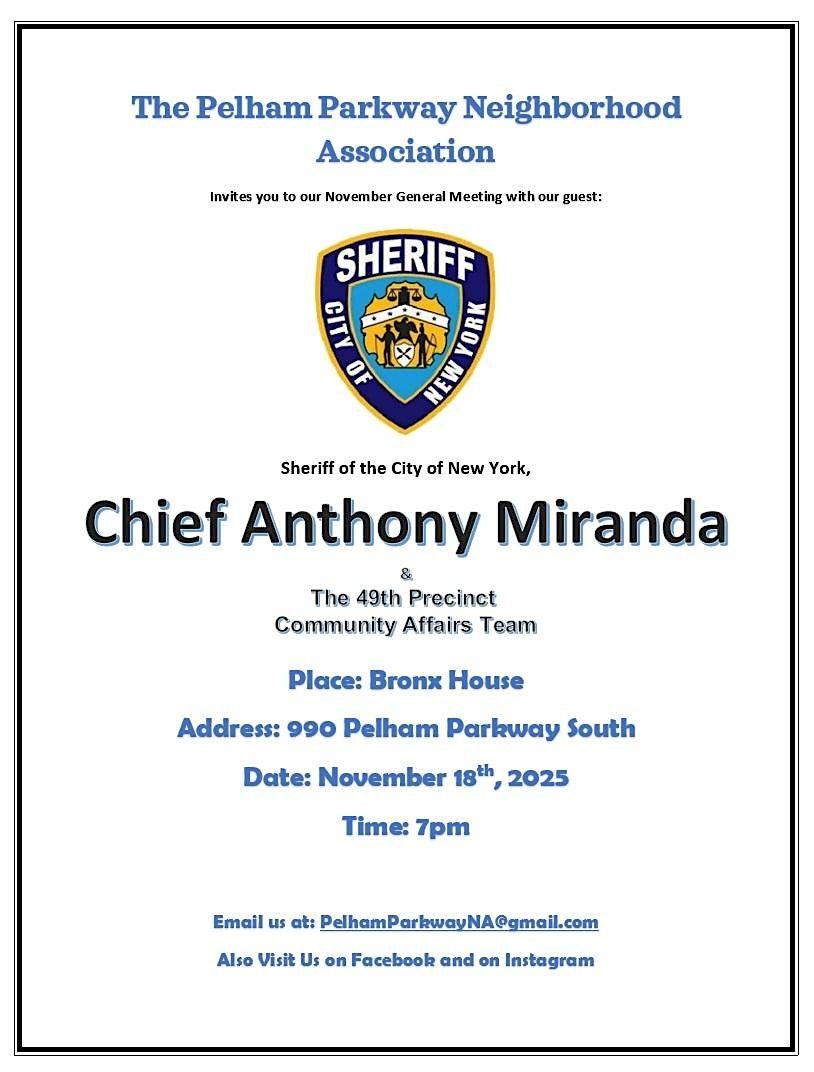 Pelham Parkway Neighborhood Association  Hosts November Event.