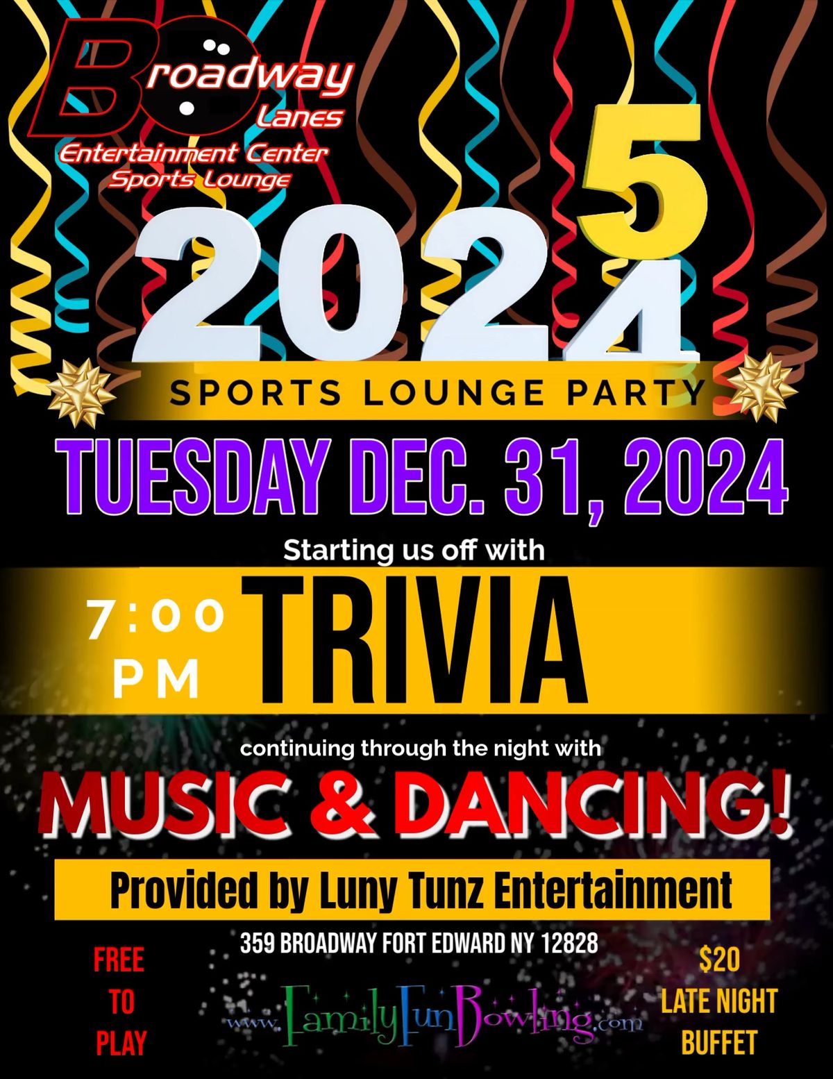 Sports Lounge NYE Trivia & MORE!