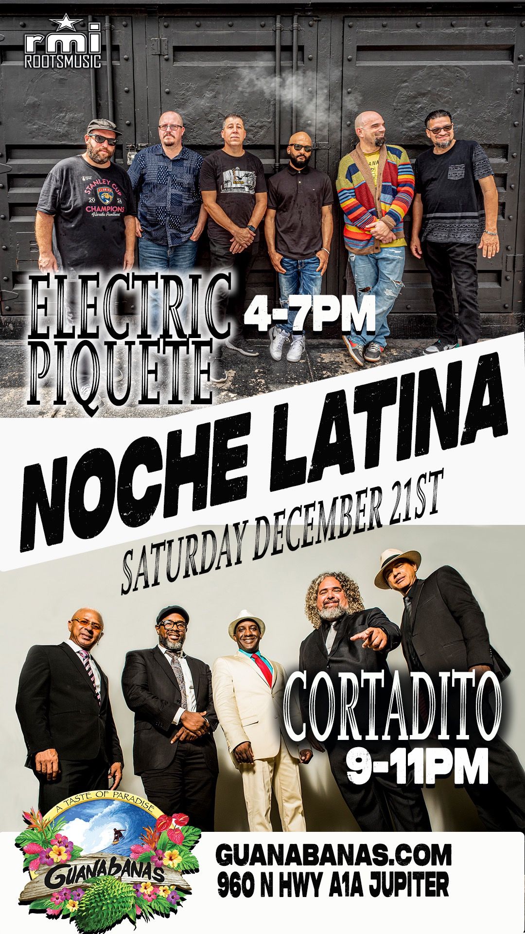 Electric Piquete at Guanabanas in Jupiter for a Holiday Noche (Tarde) Latina