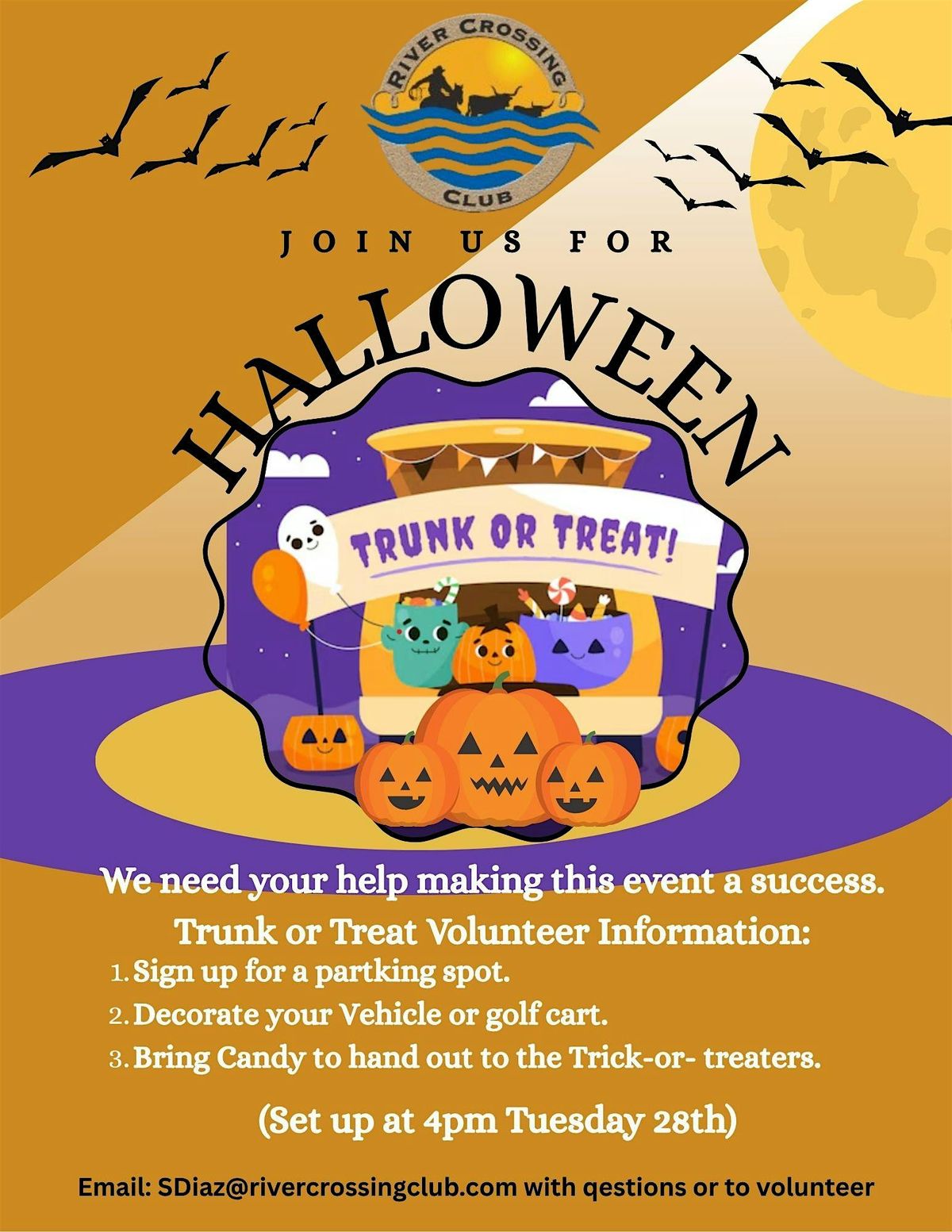 Volunteer sign ups for Halloween Trunk or Treat