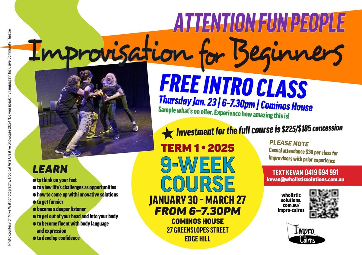 Free Intro classes for beginner and continuing improvisation