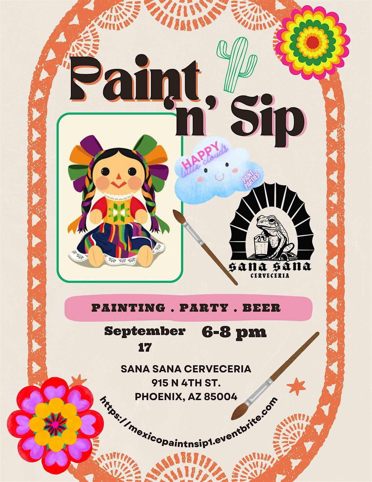 Mexican Independence Day Muneca Paint and Sip at Sana Sana!