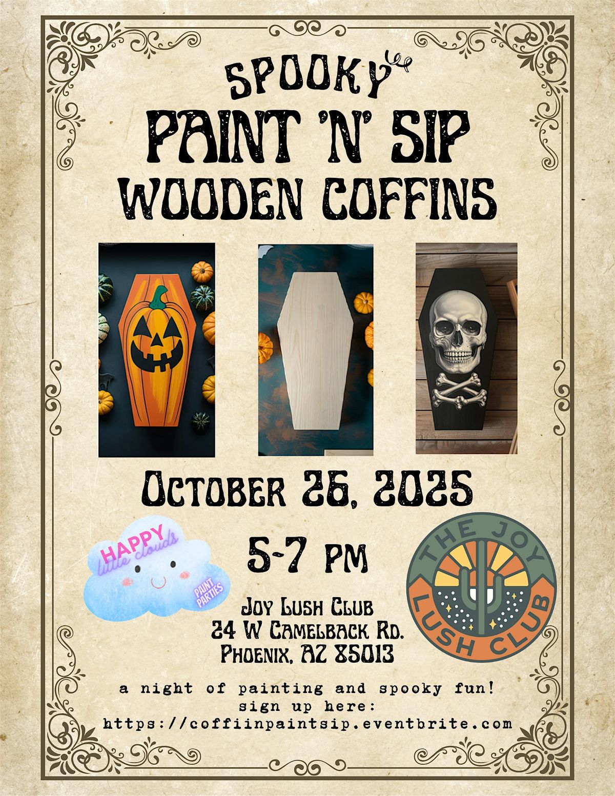 Paint 'n' Sip Spooky Coffins at Joy Lush Club