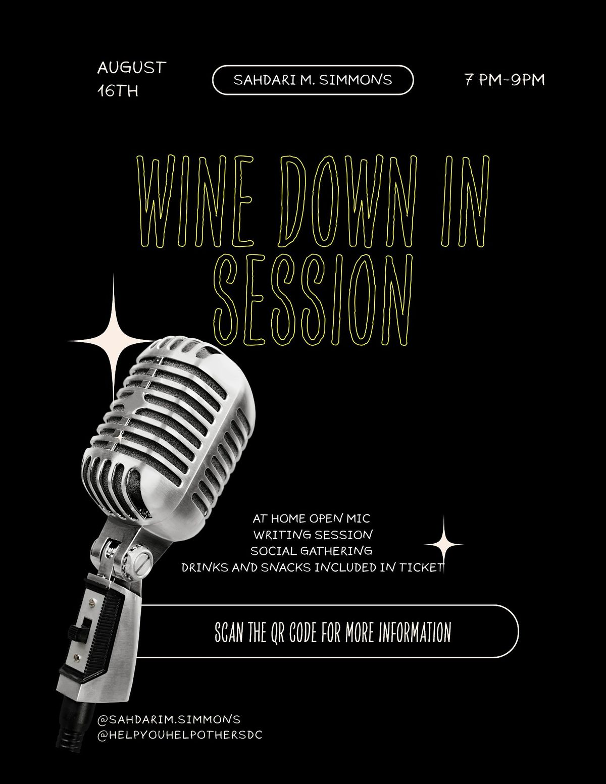 Wine Down in Session: August Open Mic *drinks and snacks included