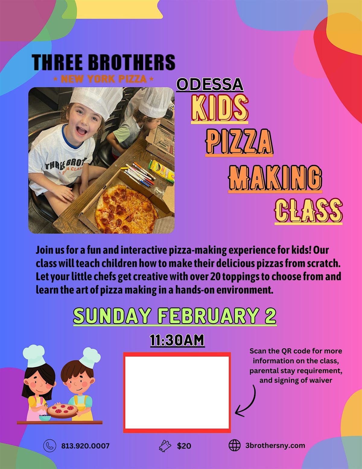 Kids' Pizza Making Class at ODESSA! 11:30AM TIME SLOT