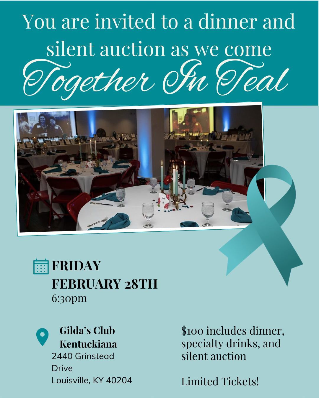 Together in Teal Ovarian Cancer Awareness Dinner & Silent Auction