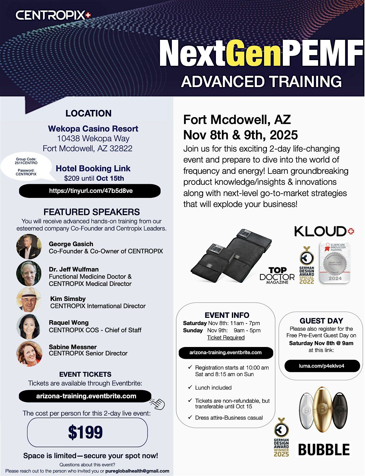 NextGen PEMF Advanced Training 2-Day Event Fort Mcdowell, AZ