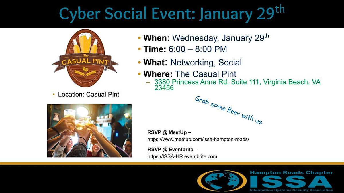 Cyber Social\/Happy Hour meetup for network