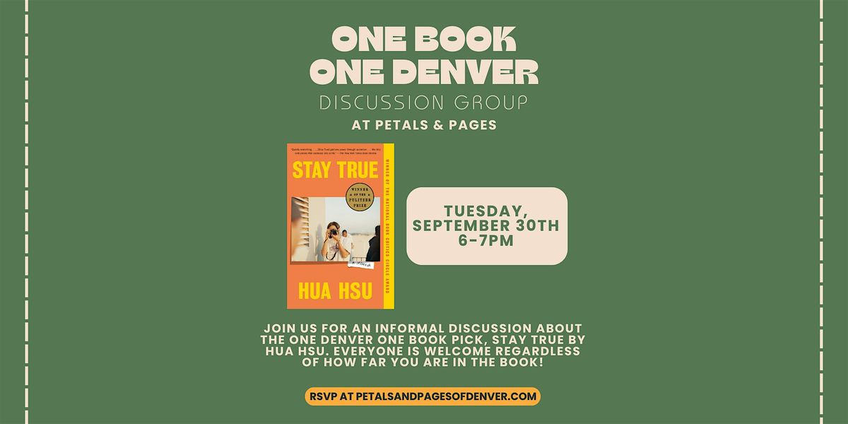 One Book One Denver September Discussion Group at Petals & Pages