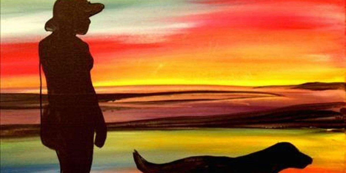 Man's Best Friend Strolls Along at Dawn - Paint and Sip by Classpop!\u2122