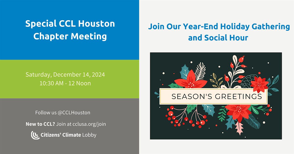 CCL-Houston - YearEnd Holiday Gathering & Social Hour - Dec. 14, 2024