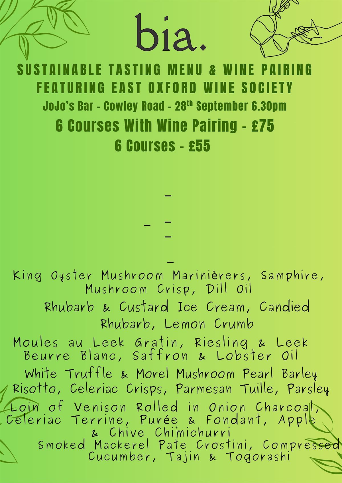 Bia Tasting Menu - Sustainability Focused