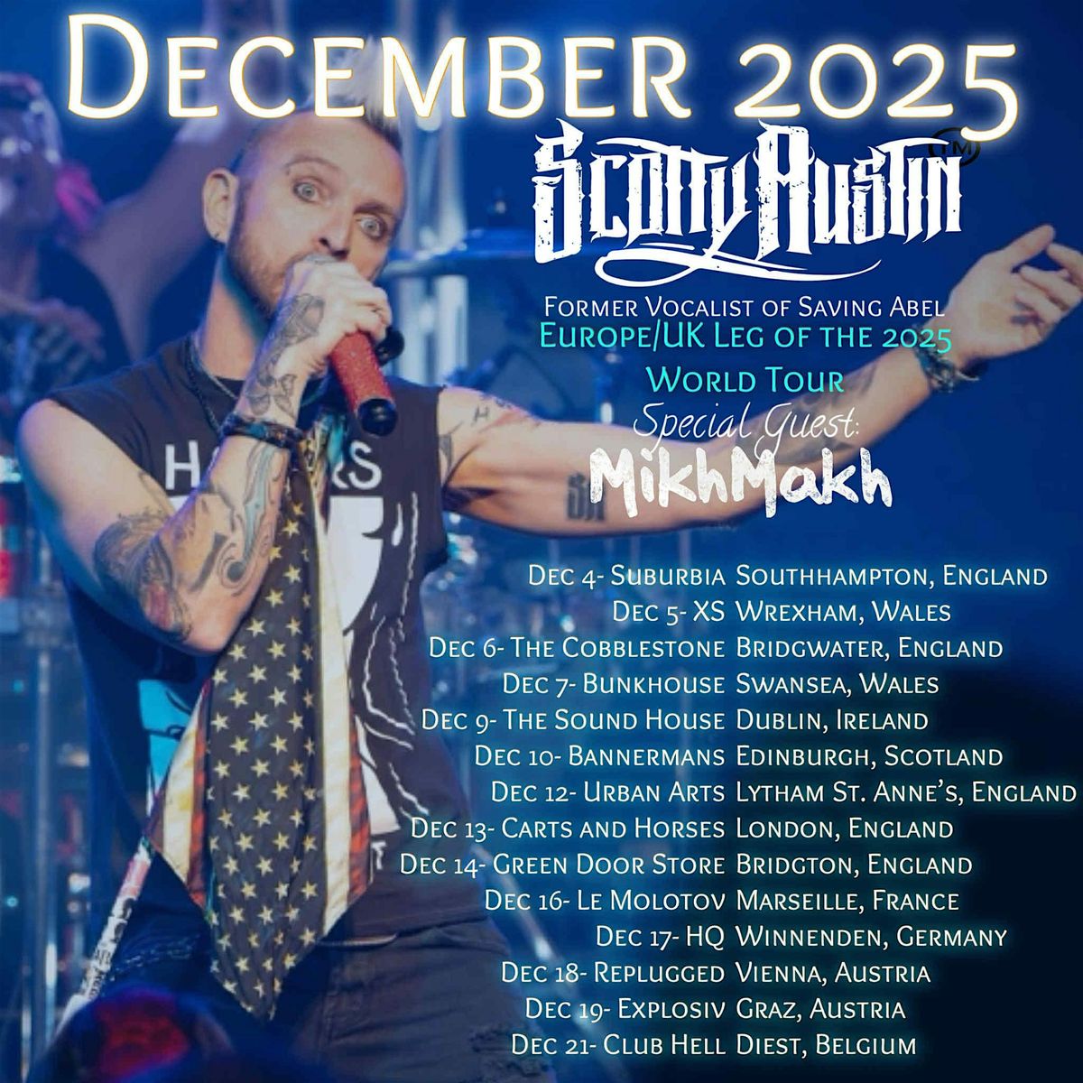 Scotty Austin former vocalist of Saving Abel in Wrexham