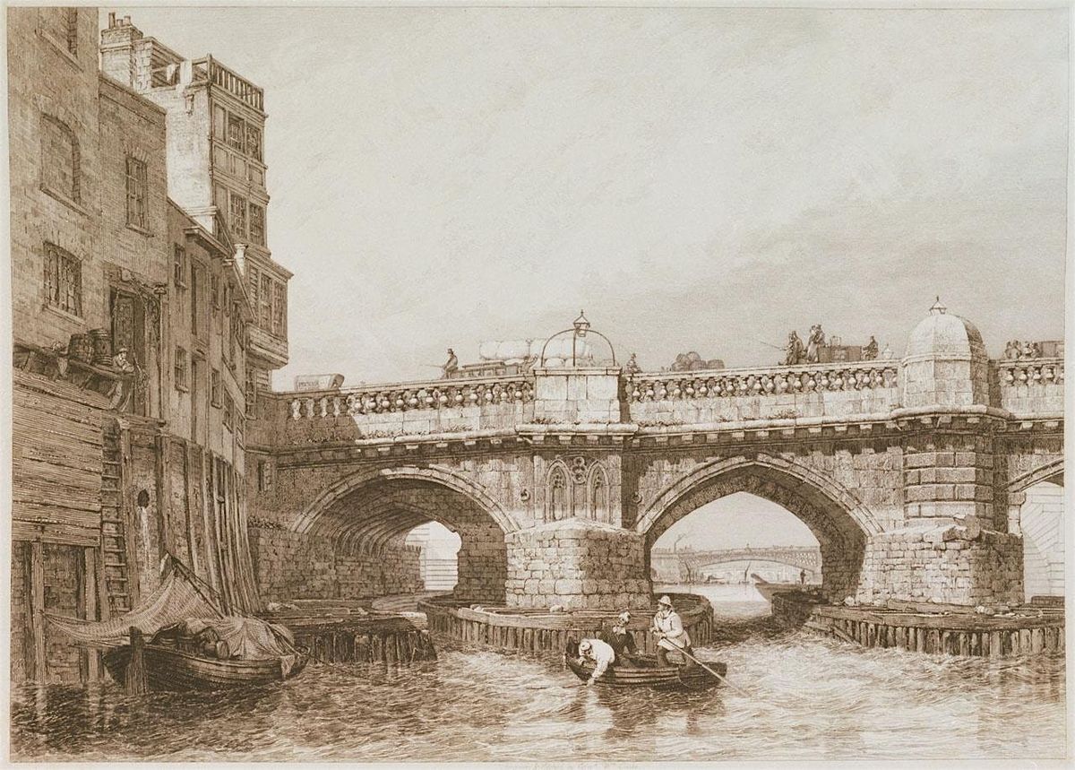 Old London Bridge and the stone alcoves in Victoria Park