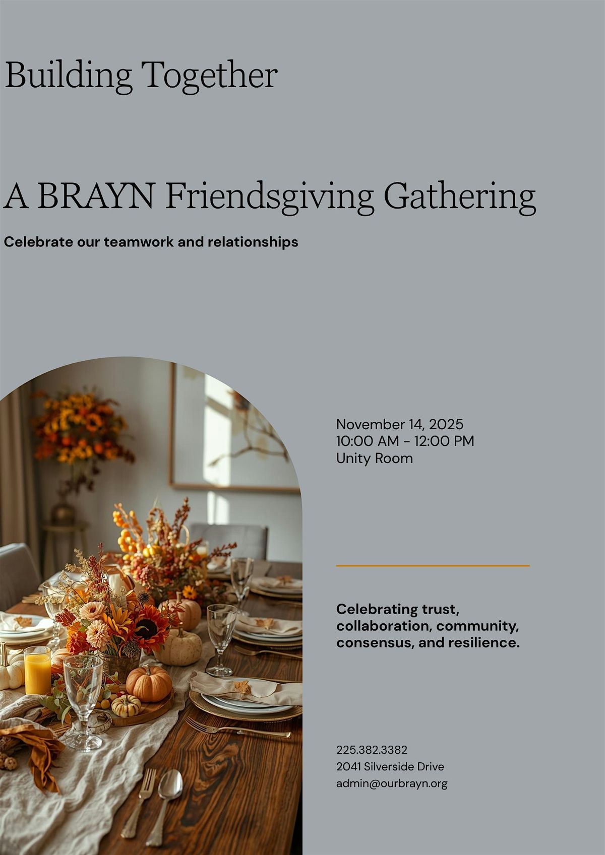 Building Together: A BRAYN Friendsgiving Gathering