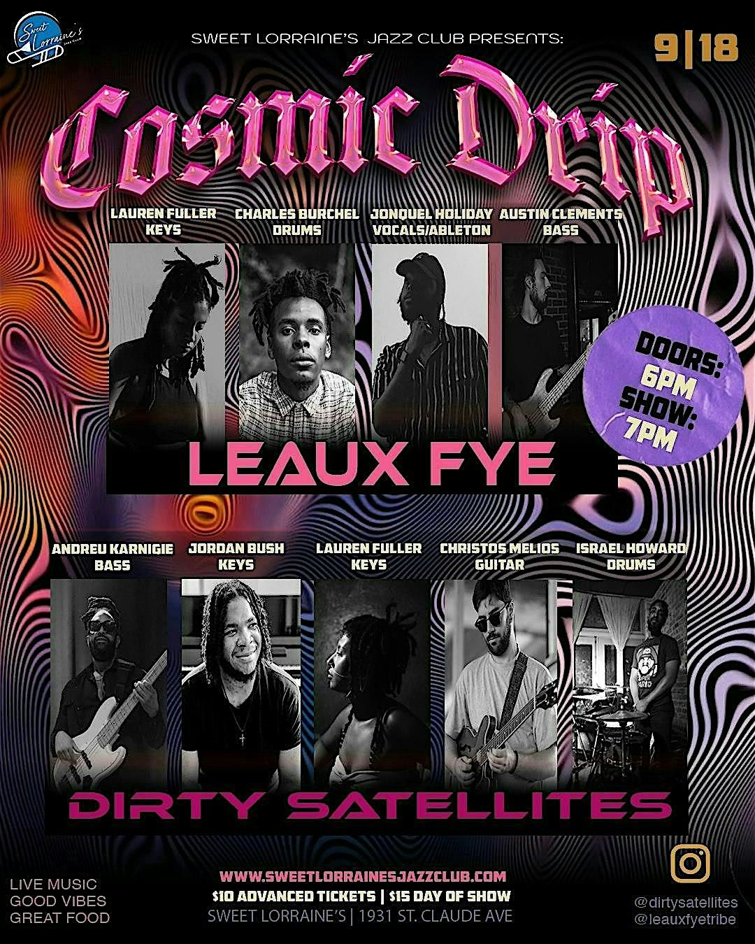 COSMIC DRIP at SWEET LORRAINES JAZZ CLUB! THURSDAY 9\/18! 6:00PM