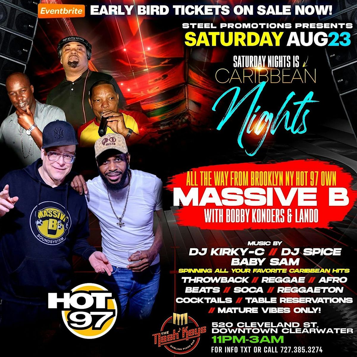 Saturdays is Caribbean Night Downtown Clearwater with Massive B