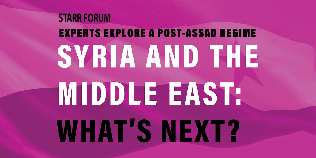 MIT Starr Forum: Syria and the Middle East: What\u2019s Next?