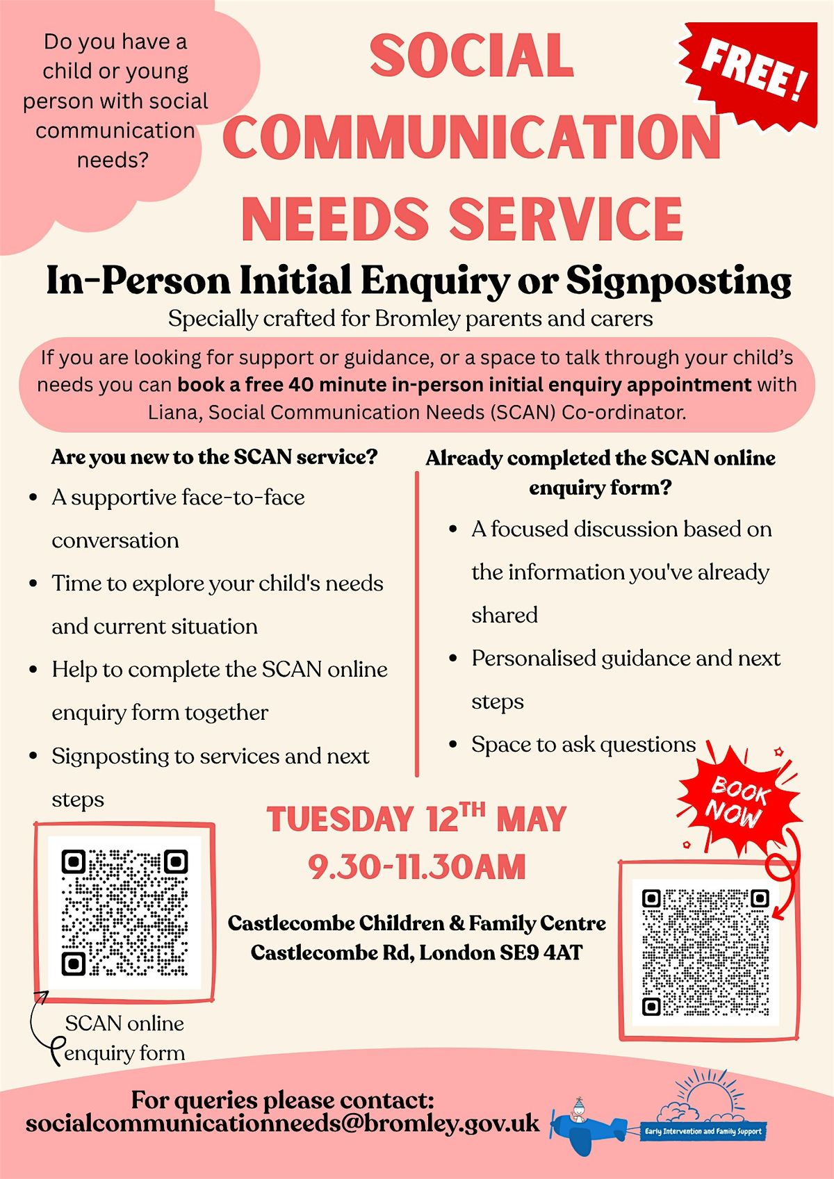Social Communication Needs - In-Person Initial Enquiry or Signposting