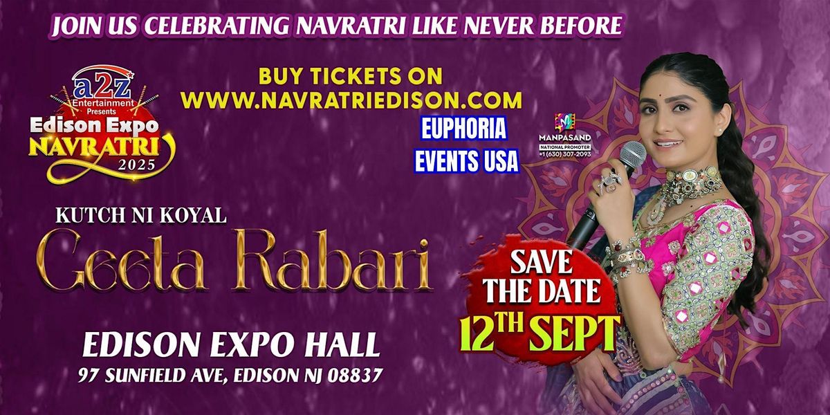 Navratri Festival of New Jersey With  Geeta Rabari Live Garba @ EDISON EXPO