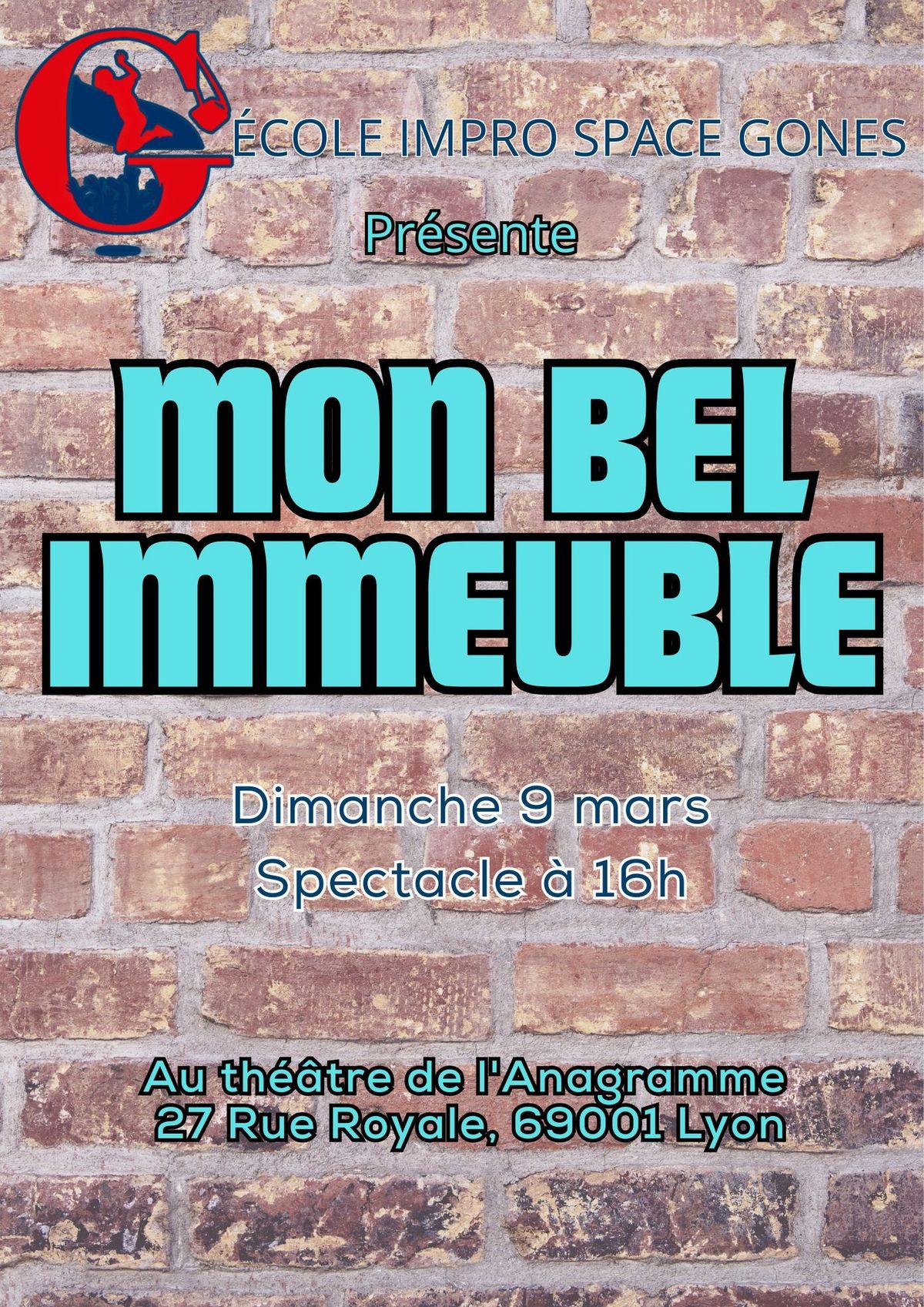 Spectacle "Mon bel immeuble" par les \u00e9l\u00e8ves Impro Space Gones