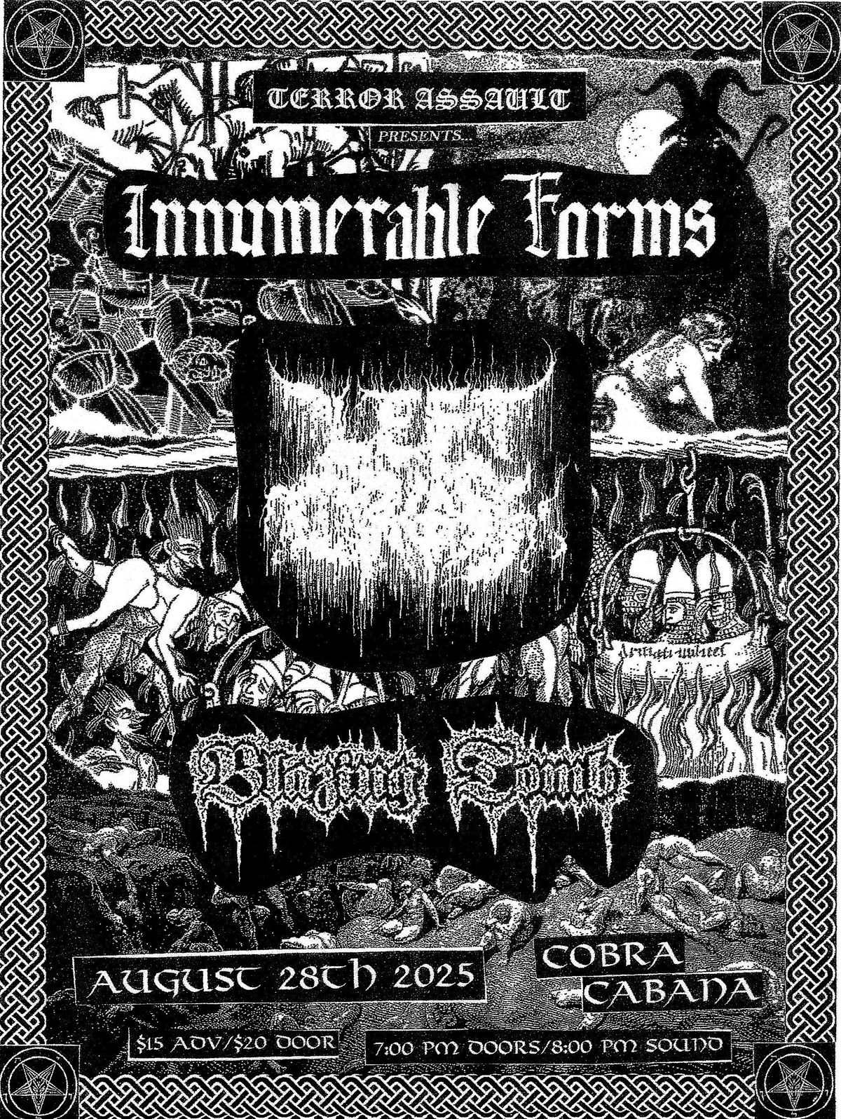 INNUMERABLE FORMS\/ LEFT CROSS\/ BLAZING TOMB @ COBRA CABANA 8\/28