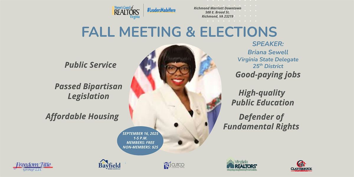 2025 Womens Council of REALTORS VA State Fall Meeting - Sept 16th 1-5 PM