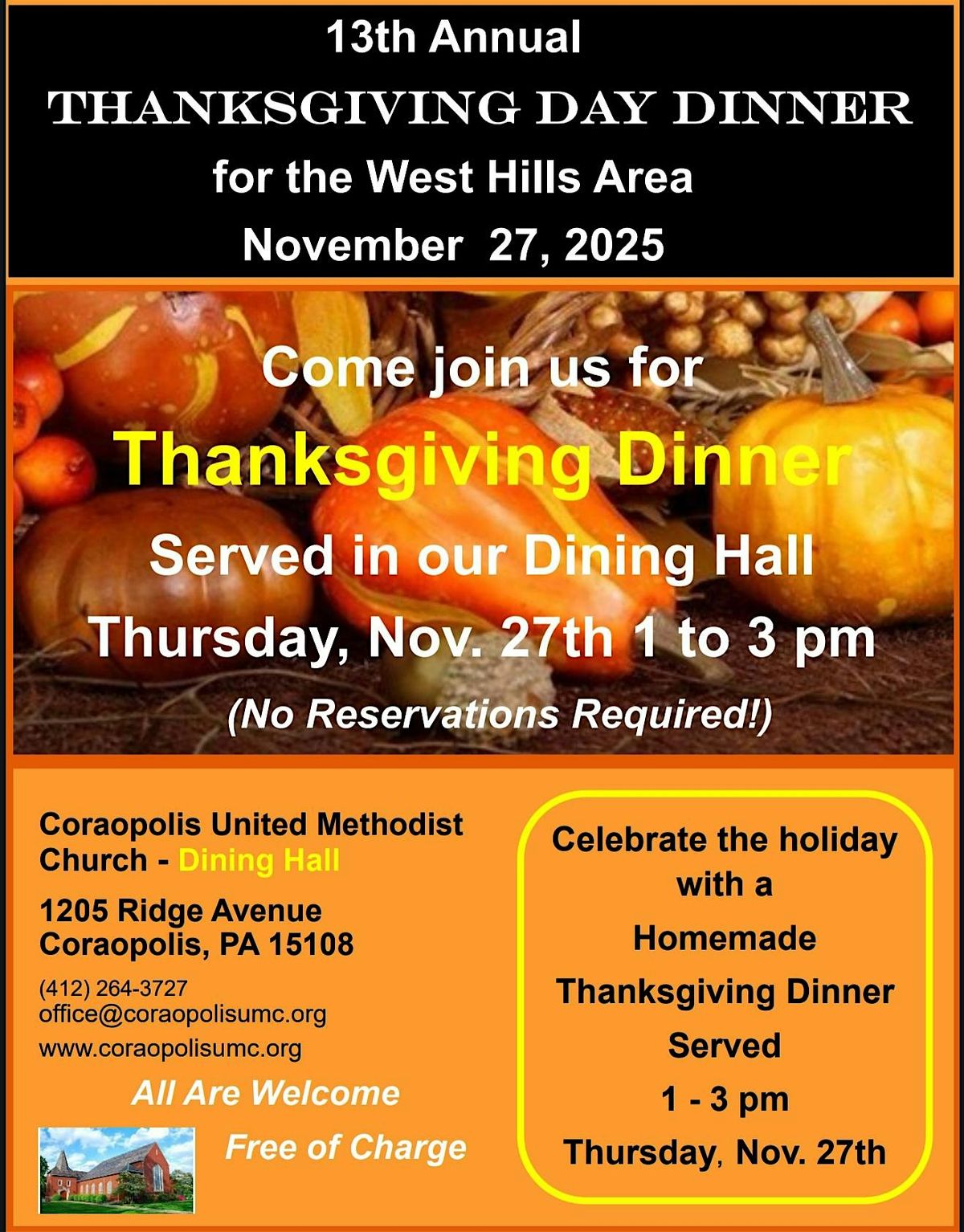 Coraopolis United Methodist Church Hosts Free Community Thanksgiving Dinner