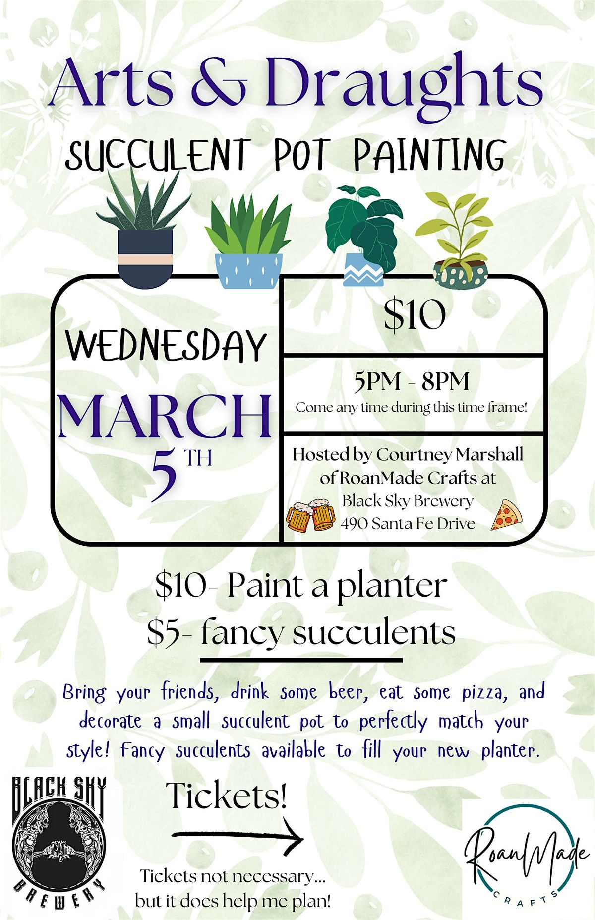 Arts&Draughts - Succulent Pot Painting @ Black Sky Brewery