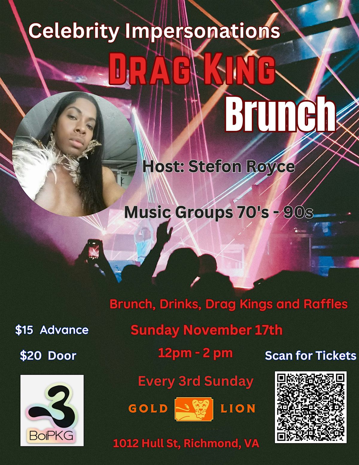 Celebrity Male Impersonations Drag King Brunch - Music Groups 70's-90's