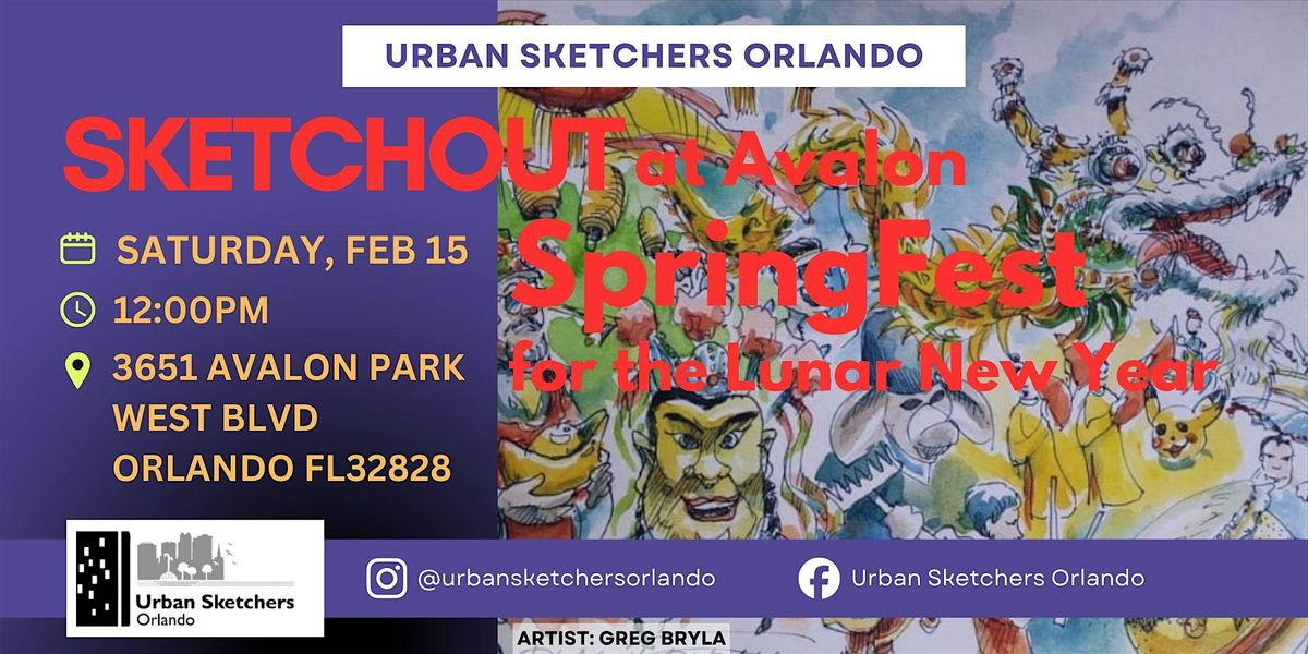 FREE Meetup: Urban Sketchers Orlando at Avalon Spring Fest