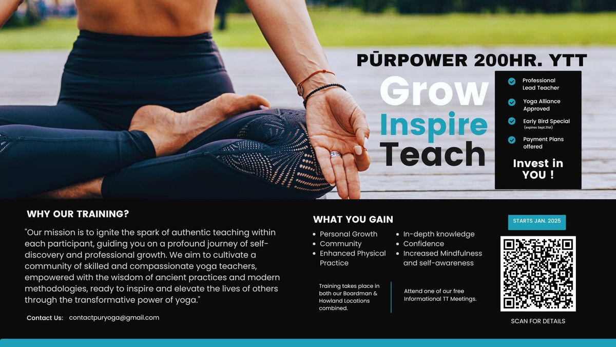 P\u016brPower 200hr. Yoga Teacher Training ~ January 2025 led by Shannon Shugart