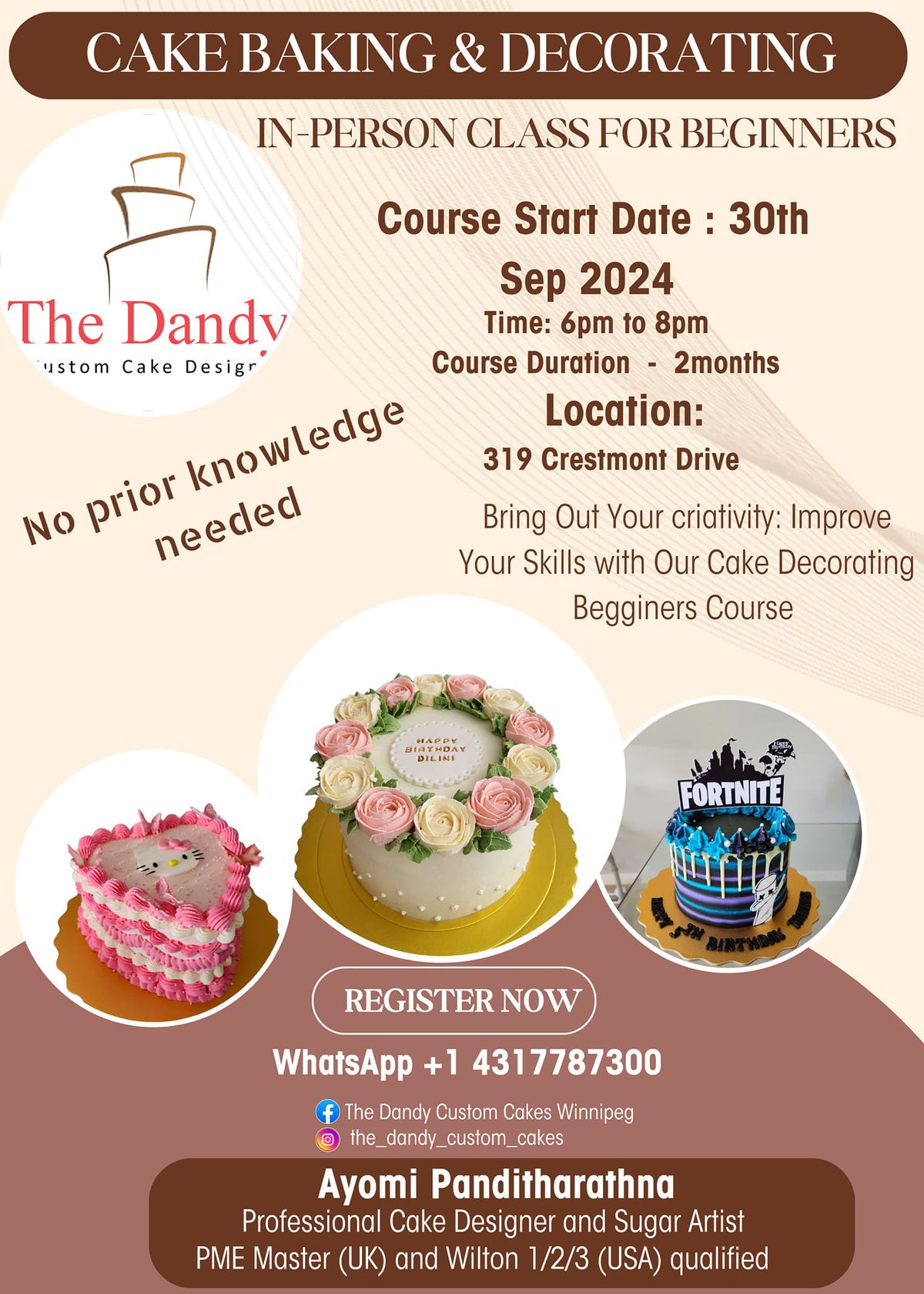 Cake Baking and Decorating Beginner's Course 