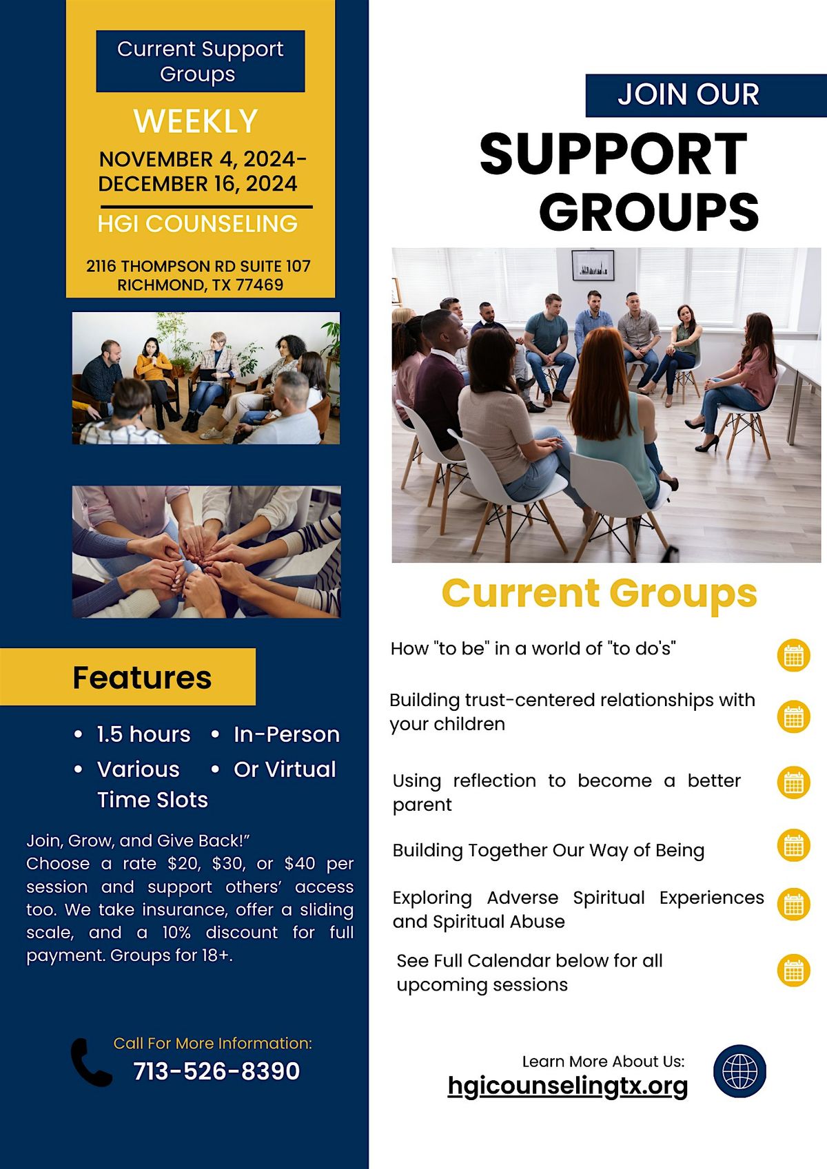 HGI Counseling Support Groups