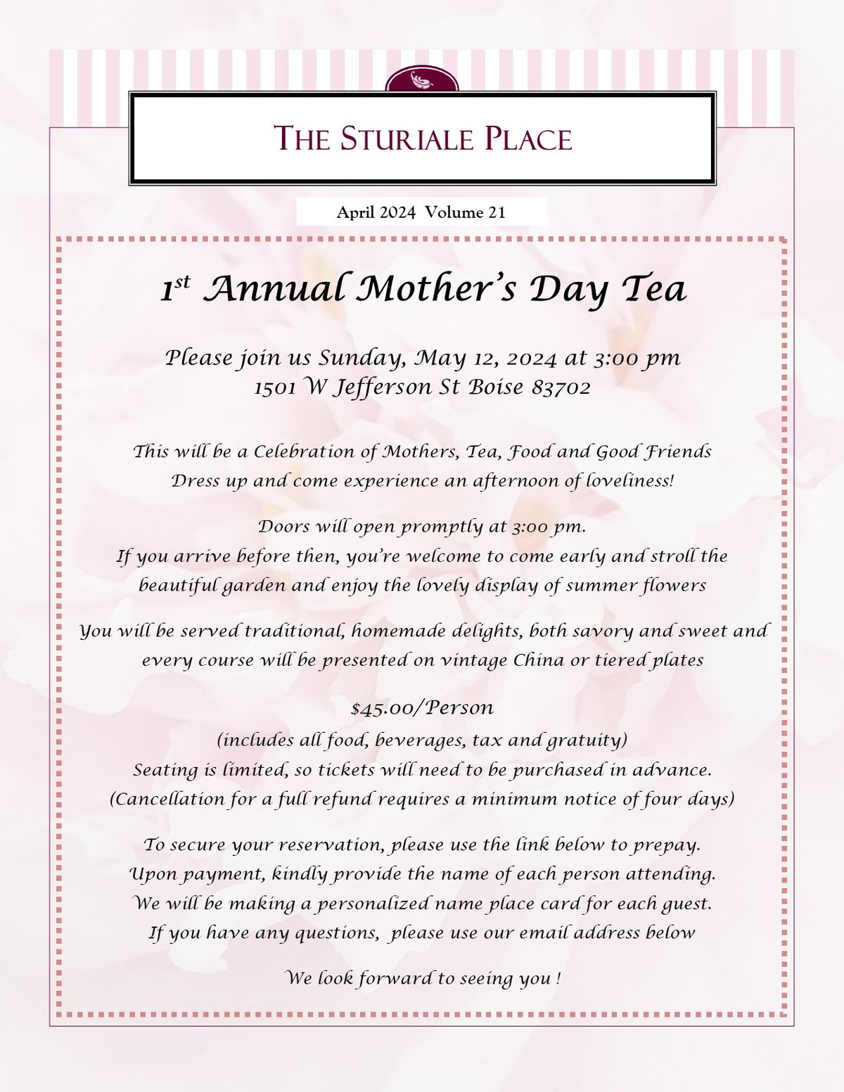 1st Annual Mother's Day Tea