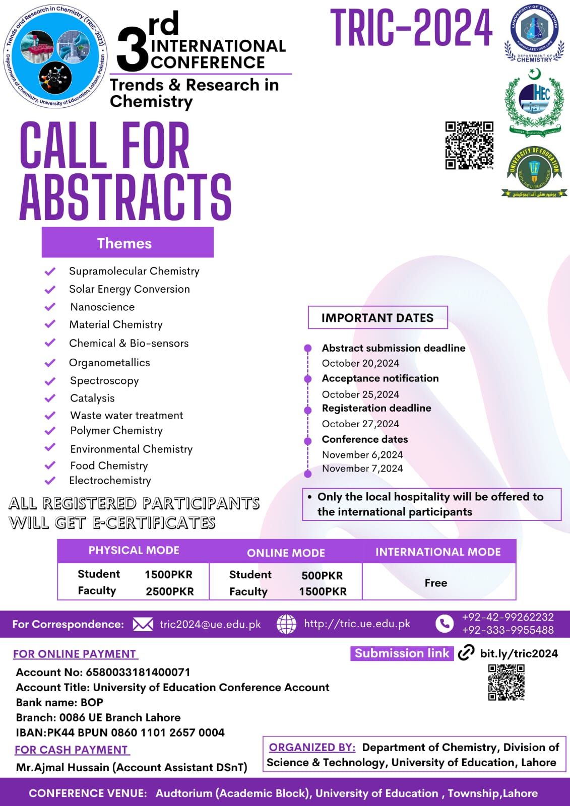 3rd International Conference on Trends and Research in Chemistry (TRIC-2024)