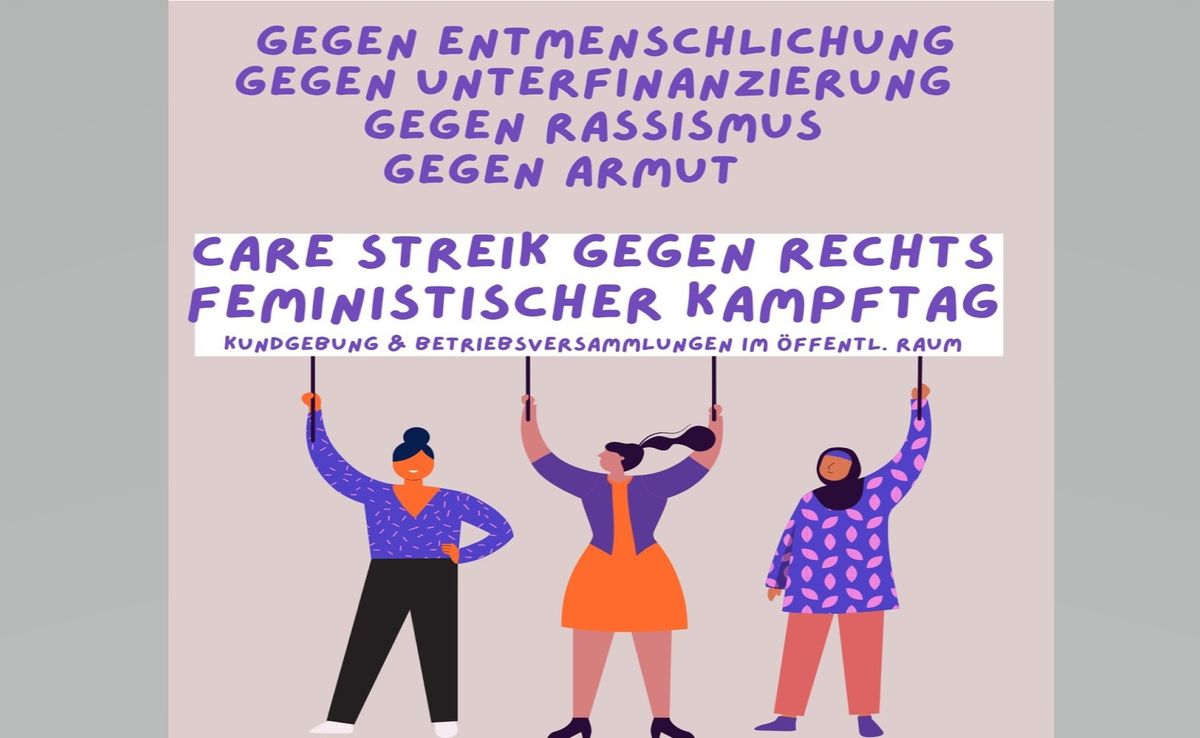 Carestreik gegen rechts - Kundgebung und Betriebsversammlungen zum Internationalen Frauentag