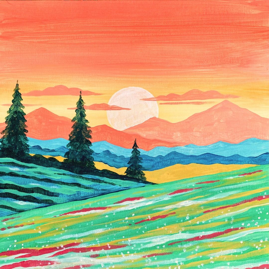 Paint & Unwind at Wiper and True Taproom, Bristol - "Hillside Glow"